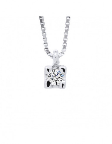 Colliers Solitaires Diamants - Taille de 0.030 à 0.15 Carats - Chaine Vénitienne - Argent 925 - MARAVILLOSA