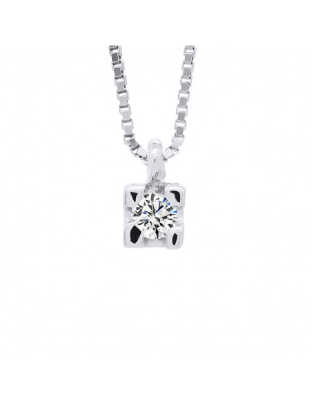 Diamond Solitary Necklaces - size from 0.030 to 0.15 carats - Venetian Chain - Silver 925 - Maravillosa