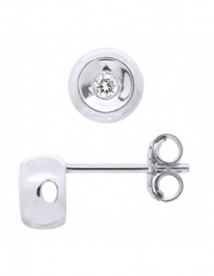 Diamond Solitar Earrings Serti Clos - 0.060 CTS - Silver...