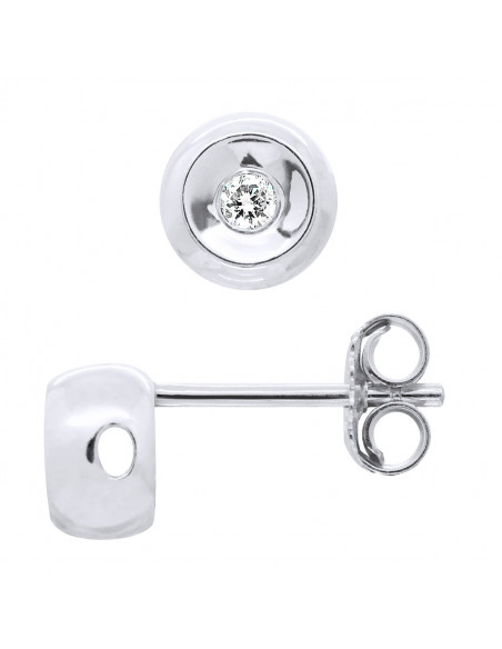 Diamond Solitar Earrings Serti Clos - 0.060 CTS - Silver 925 - Capri