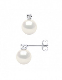 Round Beads Earrings 7-8 mm - Diamonds 0.06 CTS -...