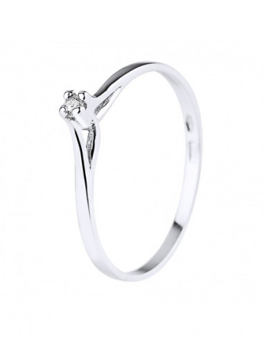 Diamond Solitaire Ring 0.030 CTS - Silver 925 -...