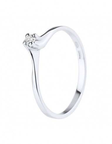 Bague Solitaire Diamant 0.060 Cts - Argent 925 - MILANO