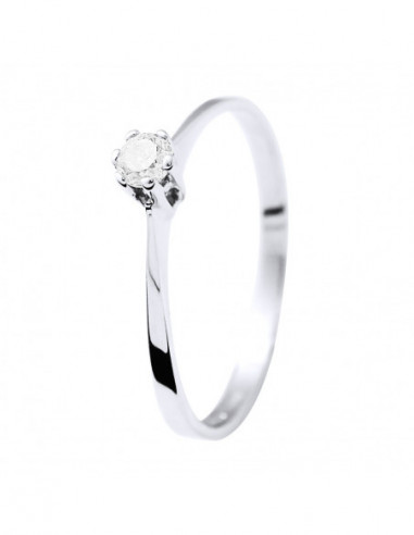 Solitaire Ring Diamond 0.100 CTS - Silver 925 -...