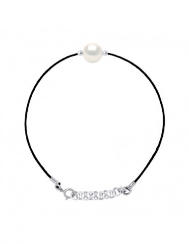 Bracelet Lien Cordon Noir Perle Ronde 9-10 mm -...