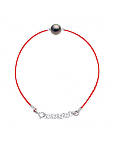 Bracelets Liens Cordon Perle de Tahiti Ronde 8-9 mm - Plusieurs Coloris - Argent 925 - RAPENGA