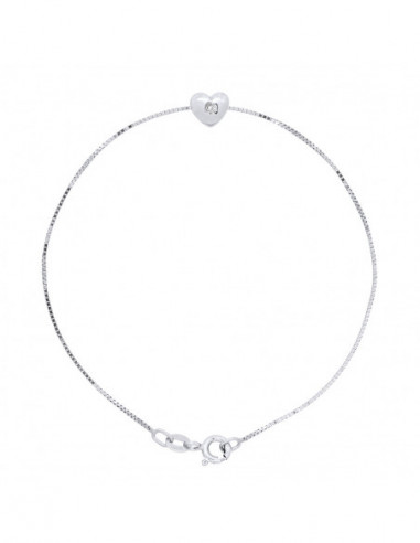 Bracelet Diamant 0.030 Cts Serti Coeur - Chaîne...