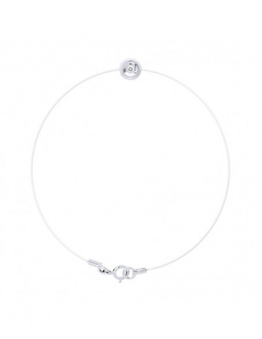 Bracelet Nylon Transparent Diamant 0.030 Cts Serti Clos - Argent 925 - FORMENTERA