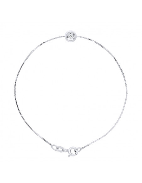 Bracelet Diamant 0.030 Cts Serti Clos - Chaîne Vénitiennne - Argent 925 - TURIN