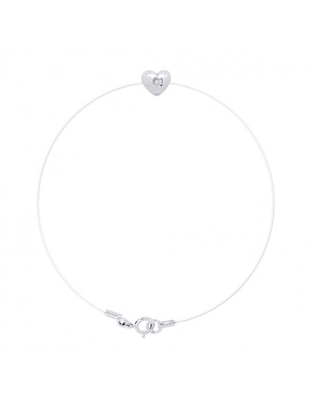 Transparent Nylon Bracelet Diamond 0.030 CTS Sertif Heart - Silver 925 - Bilbao