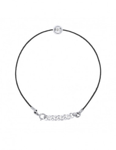 Bracelets Liens Cordons Diamants 0.050 Cts Serti Clos - Argent 925 - SAN REMO