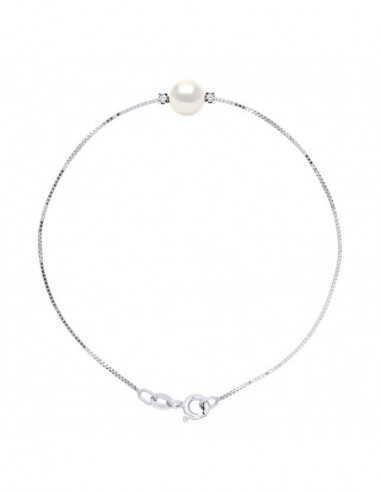 Round Pearl Bracelet 8-9 mm - Diamonds 0.060...