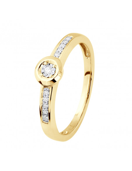 Solitaire Ring Shouldered Diamond - 0.060 Carats - Illusion 0.35 carats - Gold 375 - Utrecht
