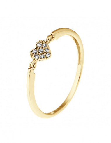 Fancy Heart Ring Diamonds 0.032 CTS - Gold 375...