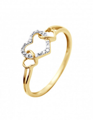 Fancy Heart Ring Diamonds 0.030 CTS - Gold 375...