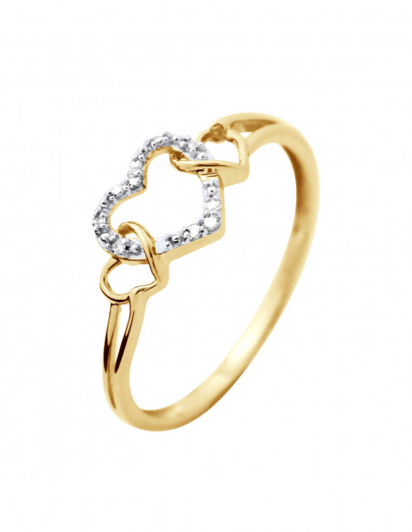 Fancy Heart Ring Diamonds 0.030 CTS - Gold 375 - Lausanne