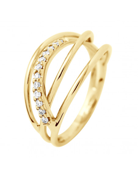 Bague Prestige Fantaisie Diamants 0,180 Cts - Or 375 - CHERWELL