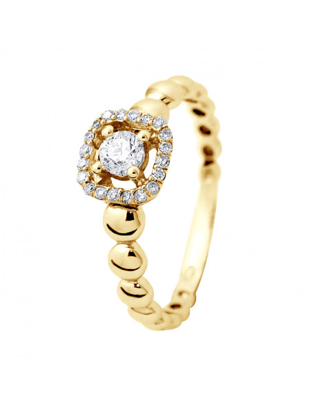 Solitaire Ring Diamond Entourage - 0.30 Carats - Gold 375 - Las Vegas