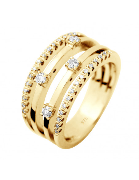 Bague Prestige Fantaisie Diamants 0,320 Cts - Or 375 - SWALE