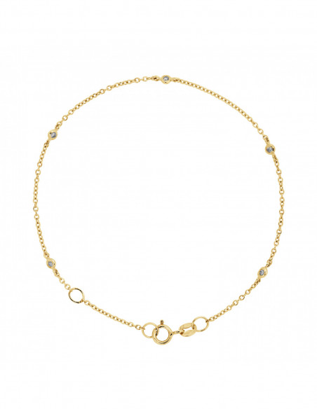 Alternated Diamond Bracelet 0.050 Carats - Forçat String - Gold 375 - Budapest