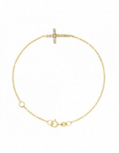 Cross Bracelet Diamonds 0.150 Carats - Chain Forçat -...