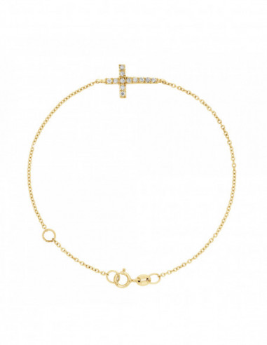 Cross Bracelet Diamonds 0.150 Carats - Chain...