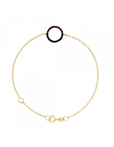Black Diamond Circle Bracelet 0.20 Carats - Forçat Chain - Gold 375 - Oslo