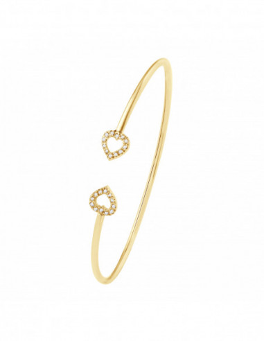 Bracelet Jonc Coeur Diamants 0.120 Carats - Or...