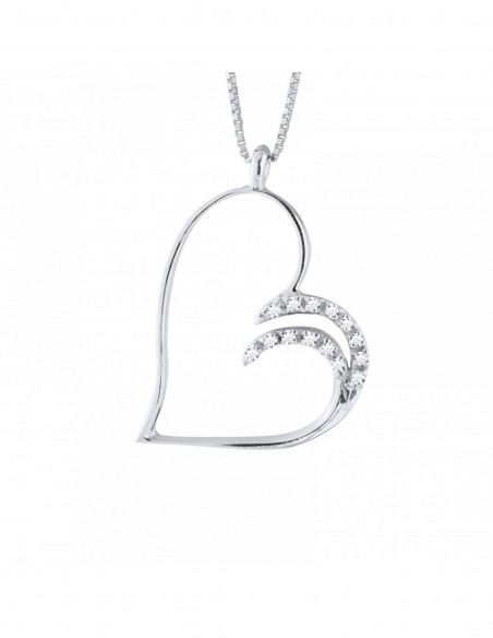 Prestige Heart Necklace Jewelry Diamonds 0.150 Carats - Gold 375 - Porto