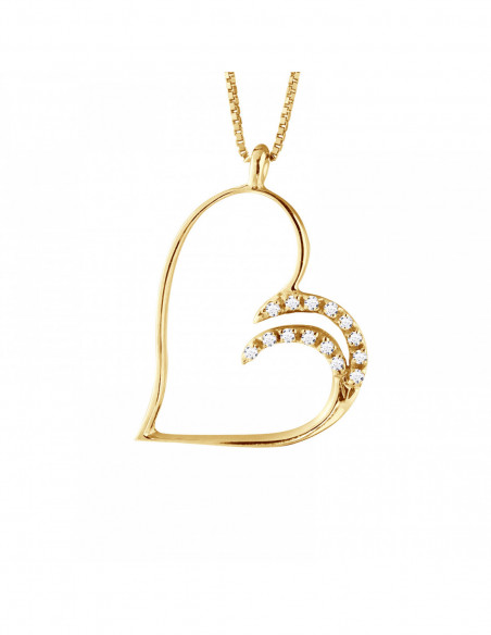 Prestige Heart Necklace Jewelry Diamonds 0.150 Carats - Gold 375 - Porto