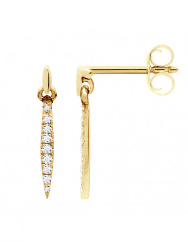 Boucles d'Oreilles Pendantes Diamants 0,070 Carats - Or 375 - OXFORD