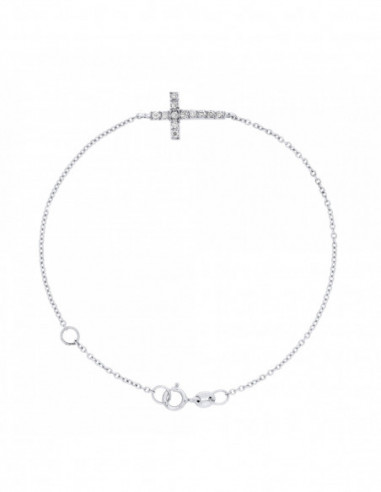 Cross Bracelet Diamonds 0.150 Carats - Chain...