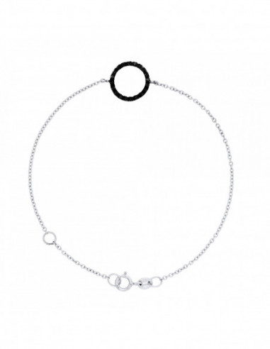 Bracelet Cercle Diamants Noirs 0.20 Carats - Chaîne Forçat - Or 375 - OSLO