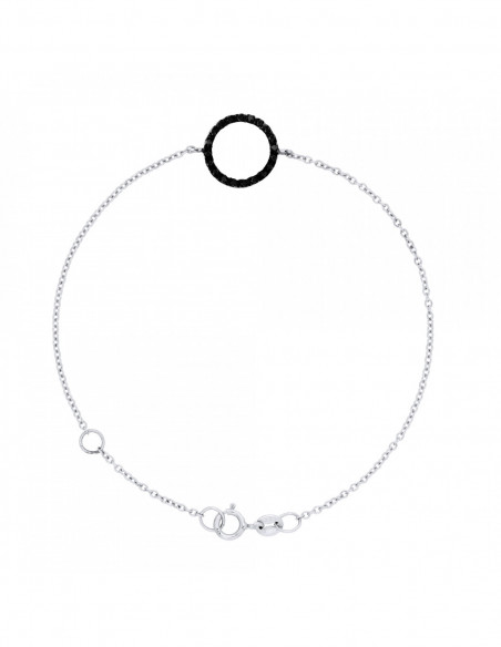 Bracelet Cercle Diamants Noirs 0.20 Carats - Chaîne Forçat - Or 375 - OSLO