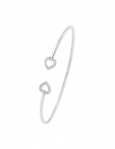 Bracelet Jonc Coeur Diamants 0.120 Carats - Or 375 - GENEVE