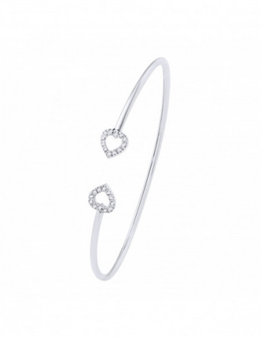Bracelet Jonc Coeur Diamants 0.120 Carats - Or...