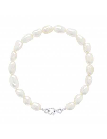 Baroque beaded bracelet 6-7 mm - Several colors - Carabiner - Silver 925 - Lacanau