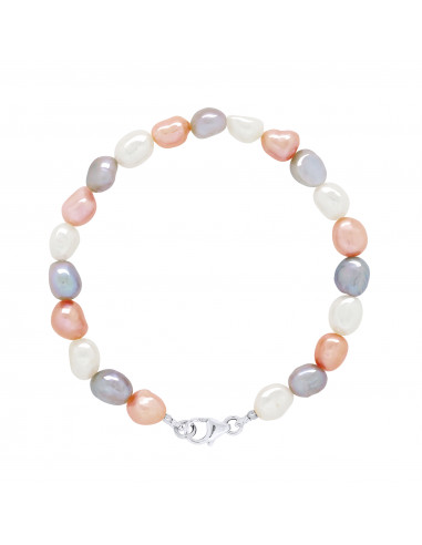Bracelet Rang de Perles Baroques 6-7 mm - Plusieurs Coloris - Mousqueton - Argent 925 - LACANAU