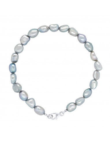 Bracelet Rang de Perles Baroques 6-7 mm - Plusieurs Coloris - Mousqueton - Argent 925 - LACANAU