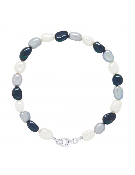 Baroque beaded bracelet 6-7 mm - Several colors - Carabiner - Silver 925 - Lacanau