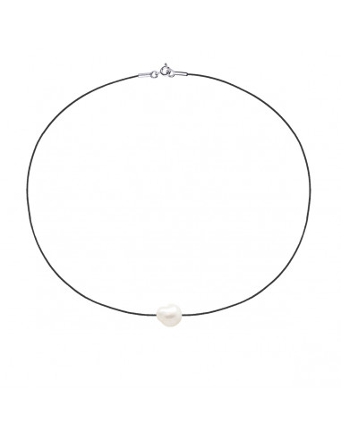 Collier Lien Cordon Noir Perle Baroque 11-12 mm...