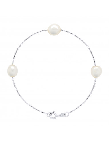 Bracelet 3 Baroque Beads 8-9 mm - Chain Forçat...