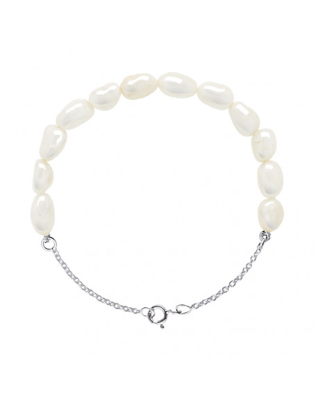 Bracelets Chainage Perles Baroques 6-7 mm - Plusieurs Coloris  - Argent 925 - ETRETAT