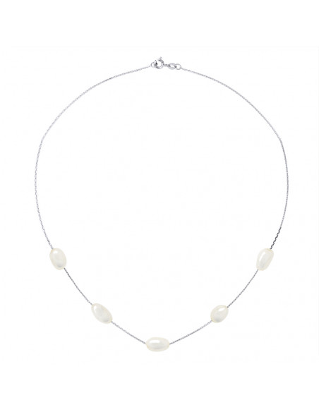 Necklace Chaining 5 Baroque Beads 8-9 mm - Several Colors - Forçat Chain - Roquebrune