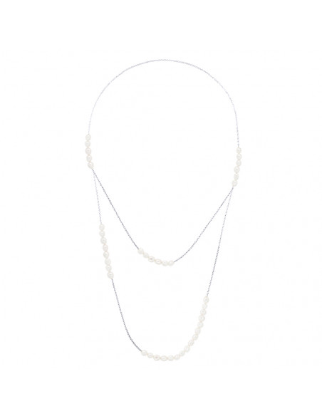 Sautoirs Chainage Double Perles Baroques 6-7 mm - 75 cm - Plusieurs Coloris - Chaine Forçat Prestige - Argent 925 - RAMATUELLE