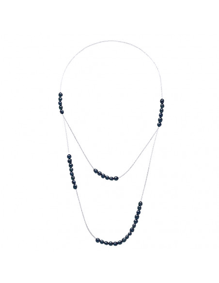 Sautoirs Chainage Double Perles Baroques 6-7 mm - 75 cm - Plusieurs Coloris - Chaine Forçat Prestige - Argent 925 - RAMATUELLE