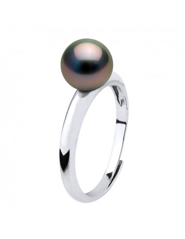 Bague Jonc Bombé Perle de Tahiti 7-8 mm -...