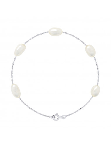 Bracelet 5 Perles Baroques 5-6 mm - Chaine...