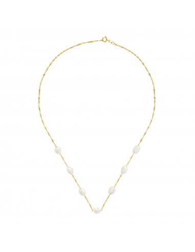 Chain Necklace 7 Baroque Beads 6-7 mm -...