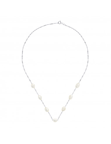 Collier Chaine 7 Perles Baroques 6-7 mm -...